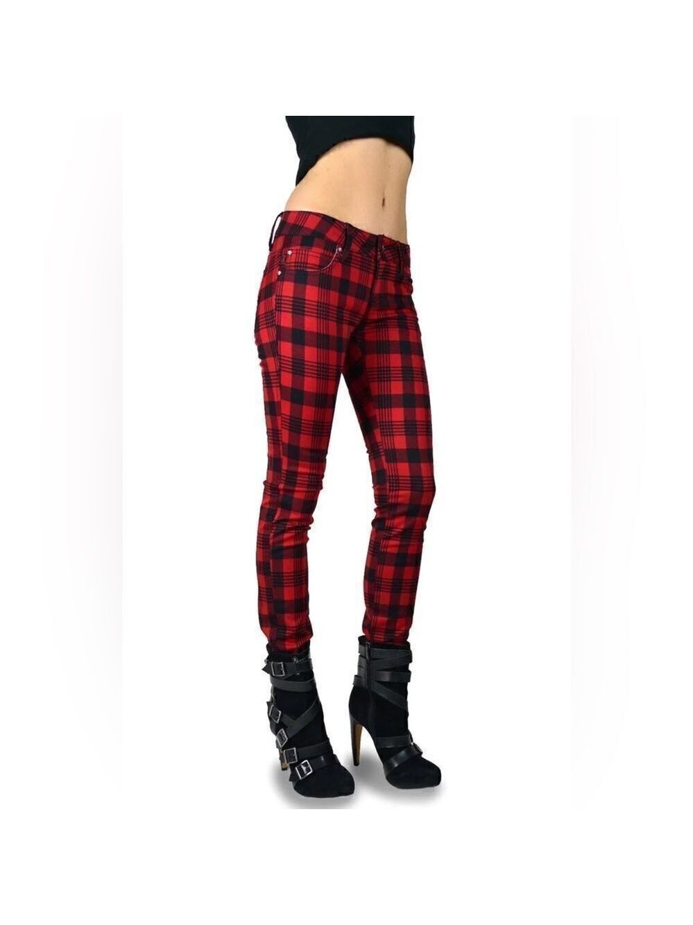 Tripp NYC Daang Goodman Plaid Mid Rise Skinny Pants